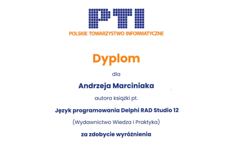 Wyróżnienie prof. A. Marciniaka w konkursie PTI